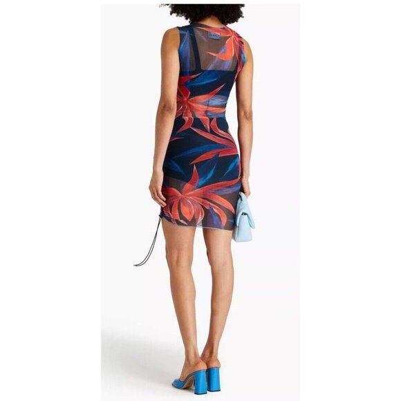 NWT Louisa Ballou Heatwave Mesh 90's Y2K Blue Orange Mini Dress Size Small - Picture 2 of 11